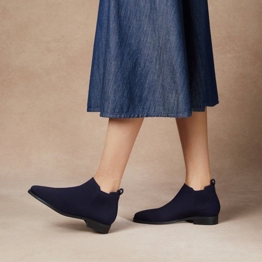 VIVAIA Navy Ankle Boots Comfortable Everyday Low Heel Booties EU/39.5 US/8.5